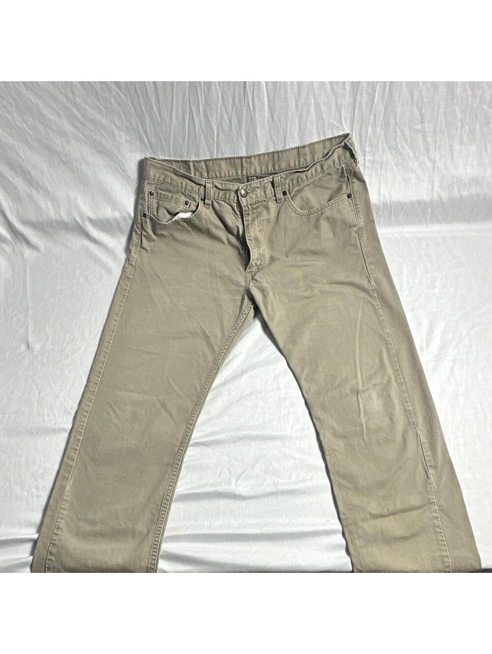 0028 Levi's 505 Men's Beige Straight Denim Jeans Light Wash Mid Rise 5-Pocket